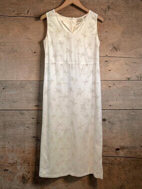 vintage cream floral L.L Bean maxi dress